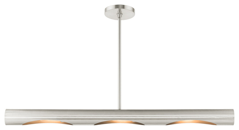 Brushed Nickel Contemporary, Minimal, Industrial, Urban, Sleek Linear Chandelier