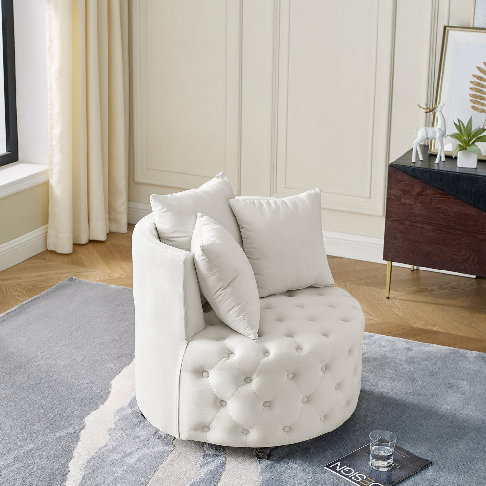 Gewnee Velvet Upholstered Swivel Chair