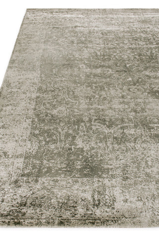 Cassina Hand Loomed Bamboo Silk and Cotton Charcoal/Green Area Rug
