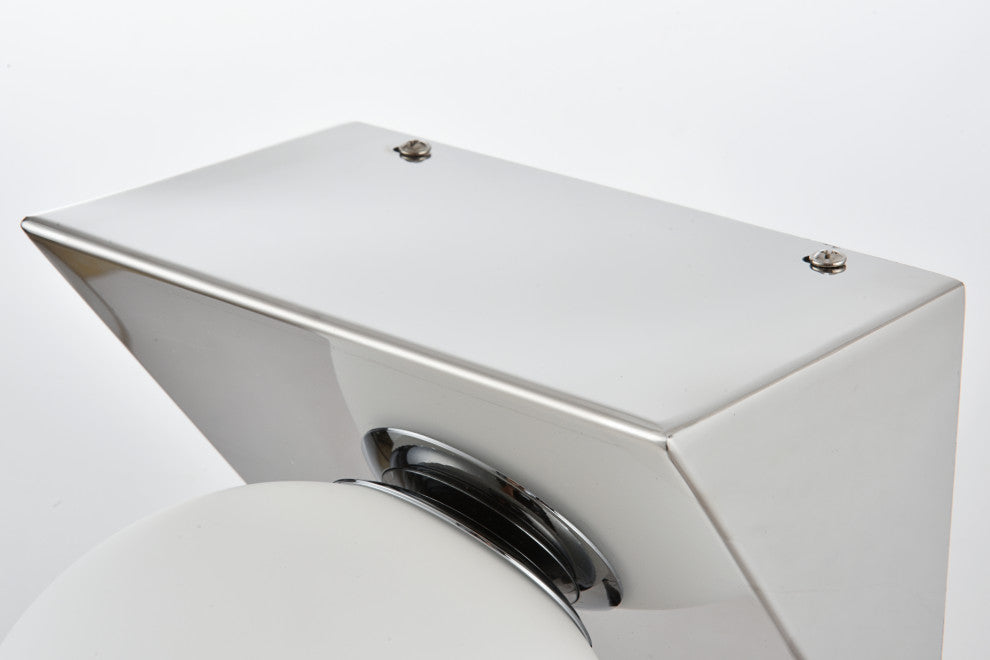 1 Light Chrome And Frosted White Bath Sconce