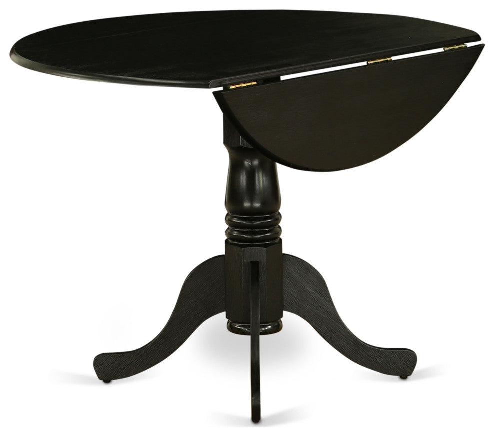 5Pc Dinette Set, Round Table, 4 Chairs, Light Sable Kitchen Chairs Seat, Black