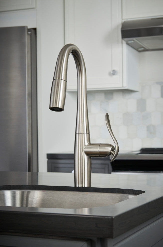 Selene Single Handle Pull-Down Kitchen Faucet w/ Snapback, Stainless Steel
