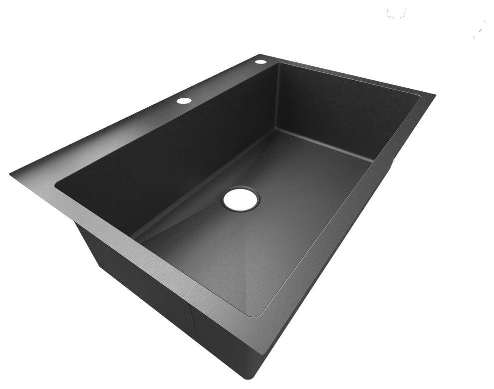 Sinber Single Bowl Kitchen Sink with 304 Stainless Steel Black Finish, 33"x22", Drop-in