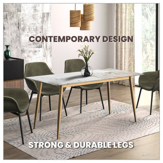 Zayle Dining Table with Rectangular Tabletop in Steel, White Grey, 71" Wide