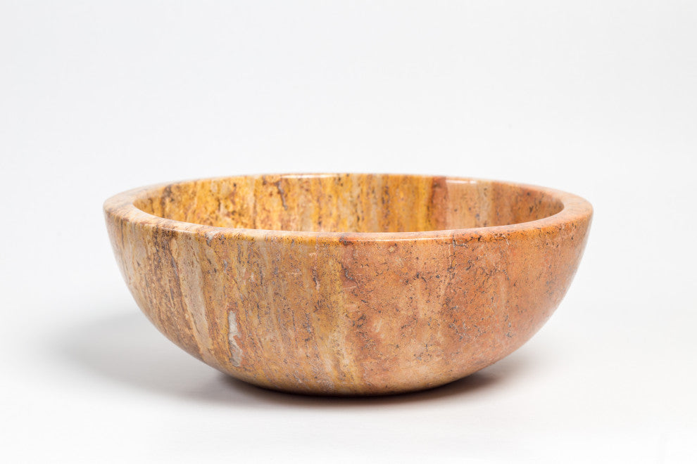 Natural Stone Vessel Bathroom Sink, Isidro Peach Travertine