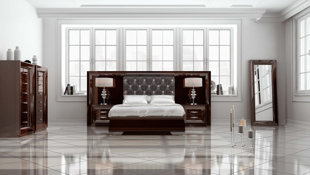 Md Sophie 38 Special Headboard Bedroom Set, Glossy Wood Appearance, King