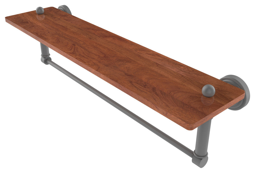 Waverly Place 22" Solid Wood Shelf and Towel Bar, Matte Gray