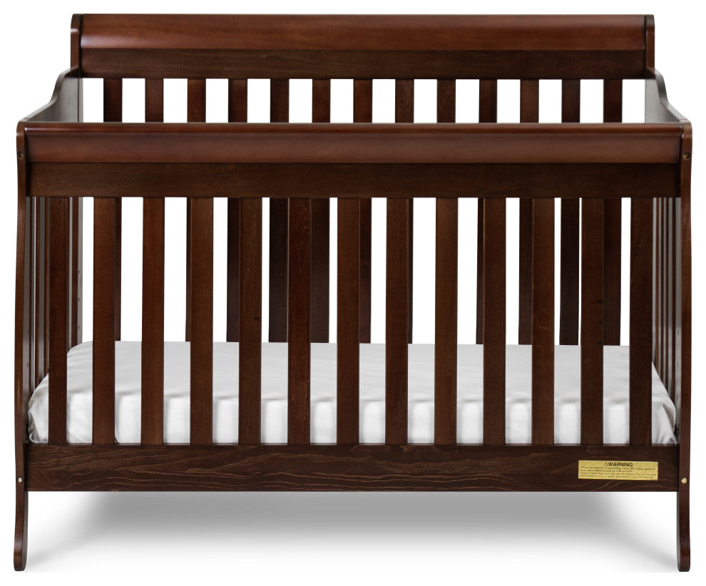 Baby Mile Eve 4-in-1 Convertible Crib With Guardrail, Espresso