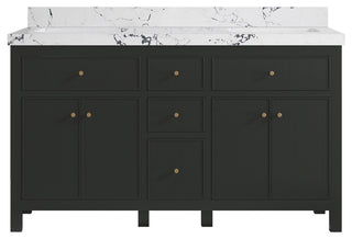 Sonoma 60" Double Sink Bath Vanity in Black Top, 2" Viola Night