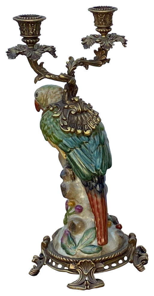 Vintage Handmade Ceramic Parrot Figure Candle Holder Hws1641