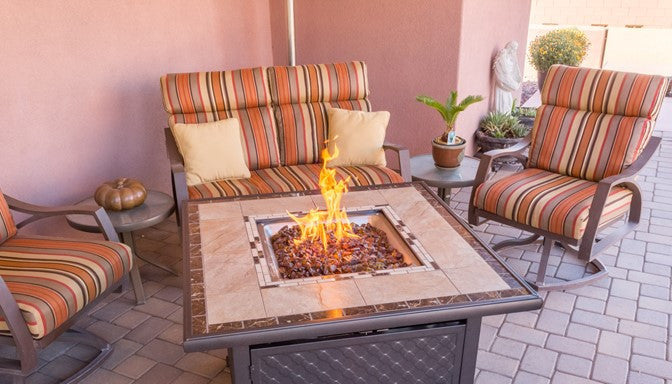 Square Tile Fire Pit In Bronze