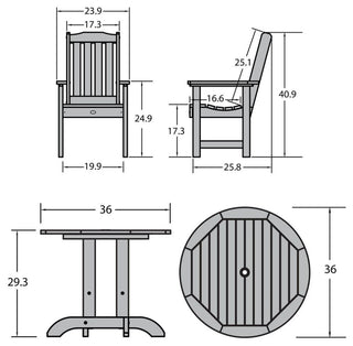 Lehigh 3-Piece Round Dining Set, Black