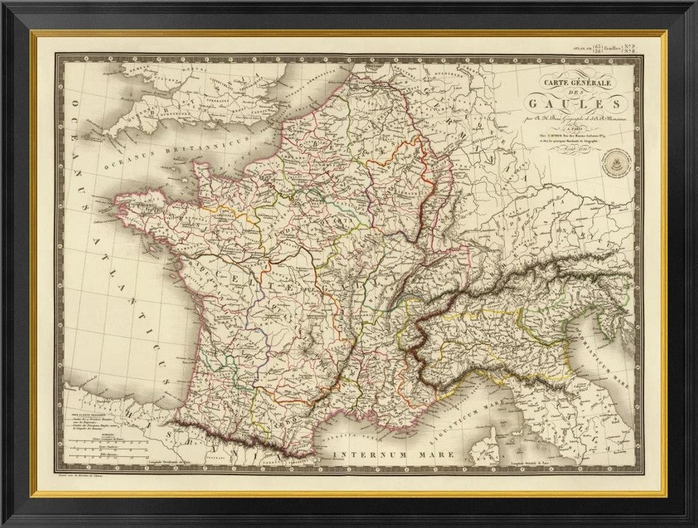 "Carte generale des Gaules, 1821"  by Adrien Hubert Brue, 40x30"
