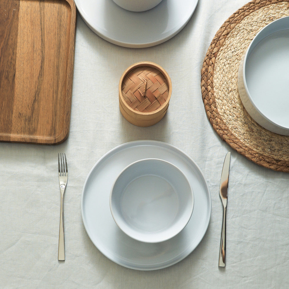 Stone Lain Celina Stoneware Dinnerware Set, Cereal and Dinner Bowls, White, 24-Piece