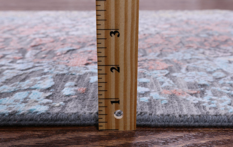 2' 7" X 14' 0" Runner Modern Handmade Wool and Silk Rug Q9267