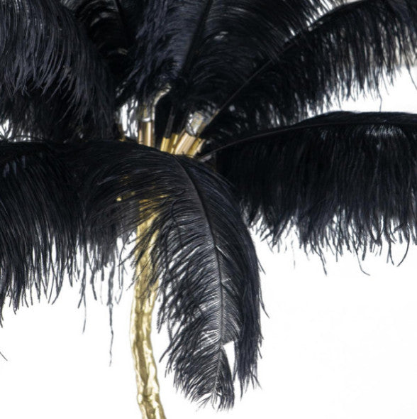 Akari Black Ostrich Feather Floor Lamp