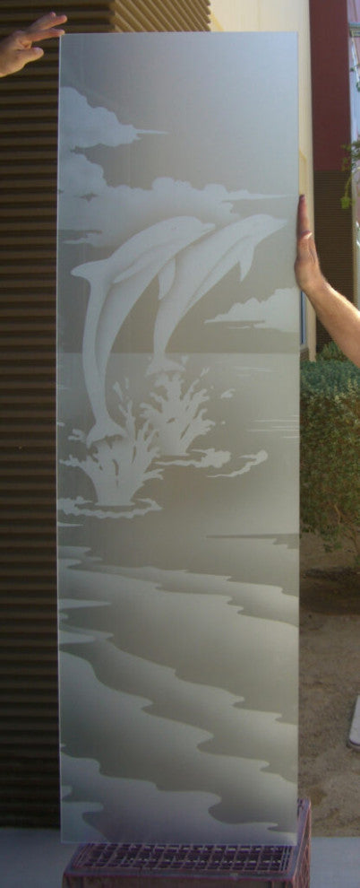 Interior Prehung Door or Interior Slab Door - Dolphins Leaping - Primed -...
