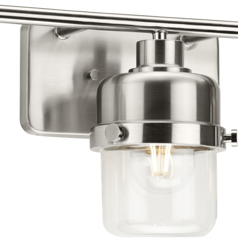 Beckner Collection 3-Light Brushed Nickel Clear Glass Bath Light