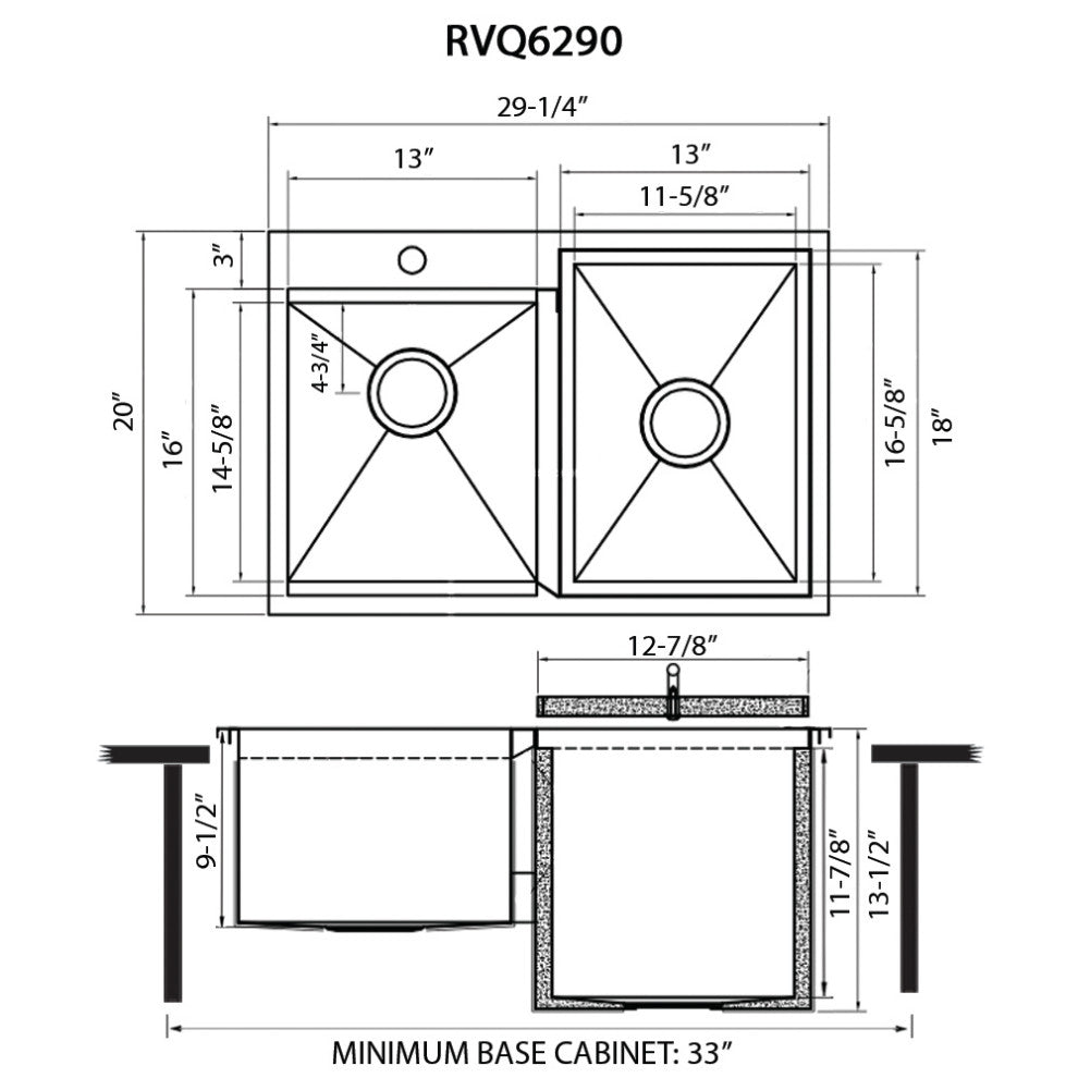 Insulated Ice Chest and Outdoor Sink 29" BBQ Workstation Topmount, RVQ6290