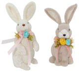 Set of 2, 12.25" Handcrafted Bunnies