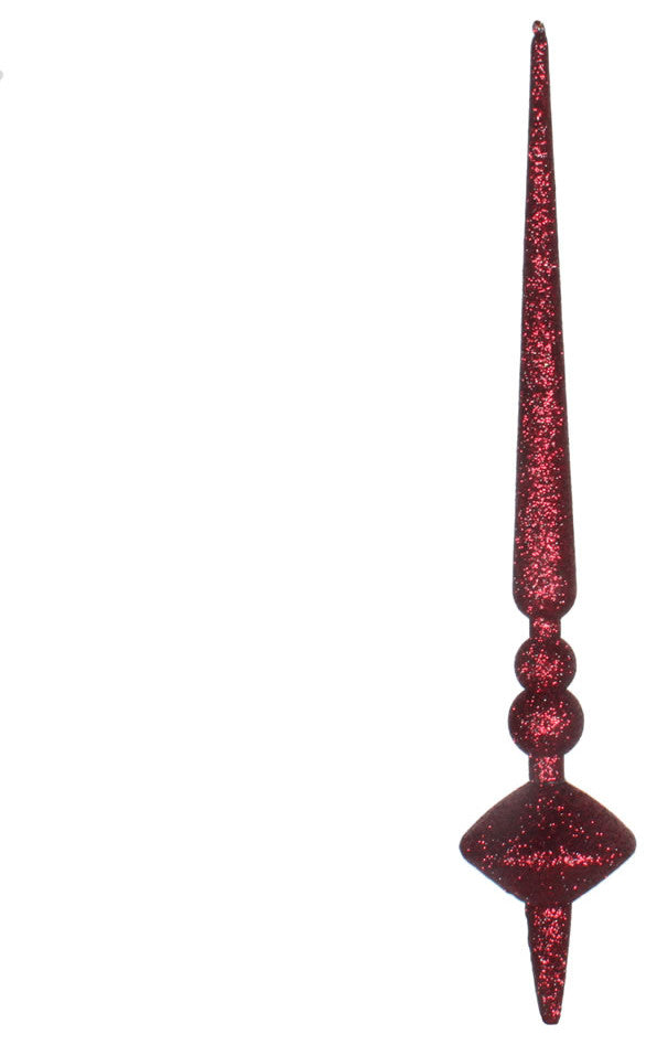Vickerman M183365G 12" Burgundy Glitter Cupola Finial Ornament, Pack of 3