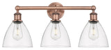 Bristol Glass 3-Light 26" Bath Vanity Light, Antique Copper Finish, Clear Shade