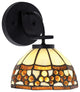 Cavella 1 Light Wall Sconce, Matte Black Finish, 7" Roman Jewel Art Glass