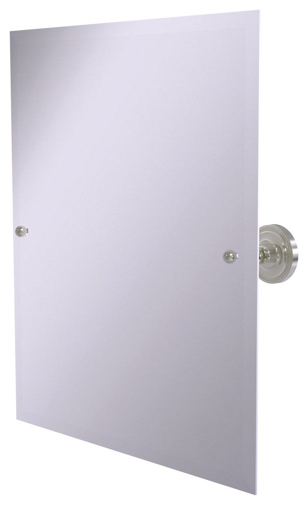 Frameless Rectangular Beveled Edge Tilt Mirror, Satin Nickel