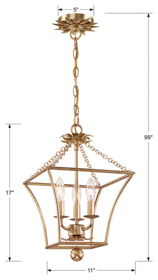 Broche 3-Light Antique Gold Lantern