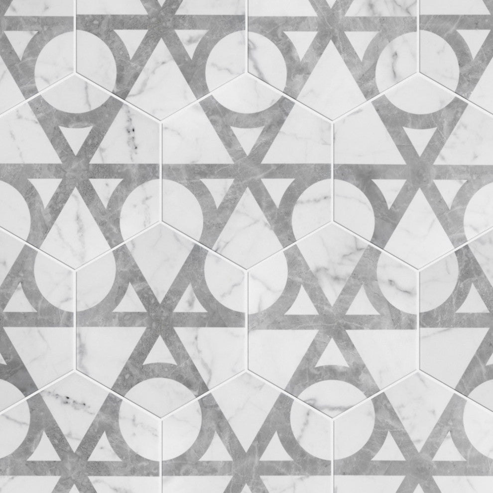 Classico Carrara Hexagon Flow Porcelain Floor and Wall Tile