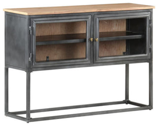 vidaXL Sideboard Storage Buffet Cabinet with Shelves Gray Solid Wood Acacia