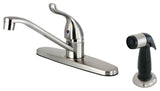 Kingston Single-Handle 8" Centerset Kitchen Faucet w/Sprayer, Brushed Nickel