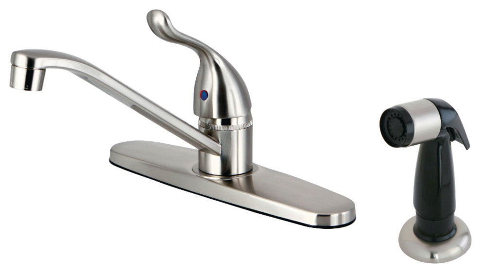 Kingston Single-Handle 8" Centerset Kitchen Faucet w/Sprayer, Brushed Nickel
