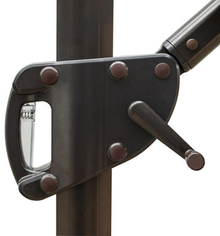 10' Tan Polyester Square Tilt Cantilever Patio Umbrella With Stand