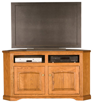 56" Oak Ridge Corner Entertainment Console, Iron Ore Oak