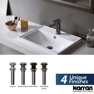 Karran PUOF25 Pop-Up Vanity Bowl Drain With Overflow, Chrome