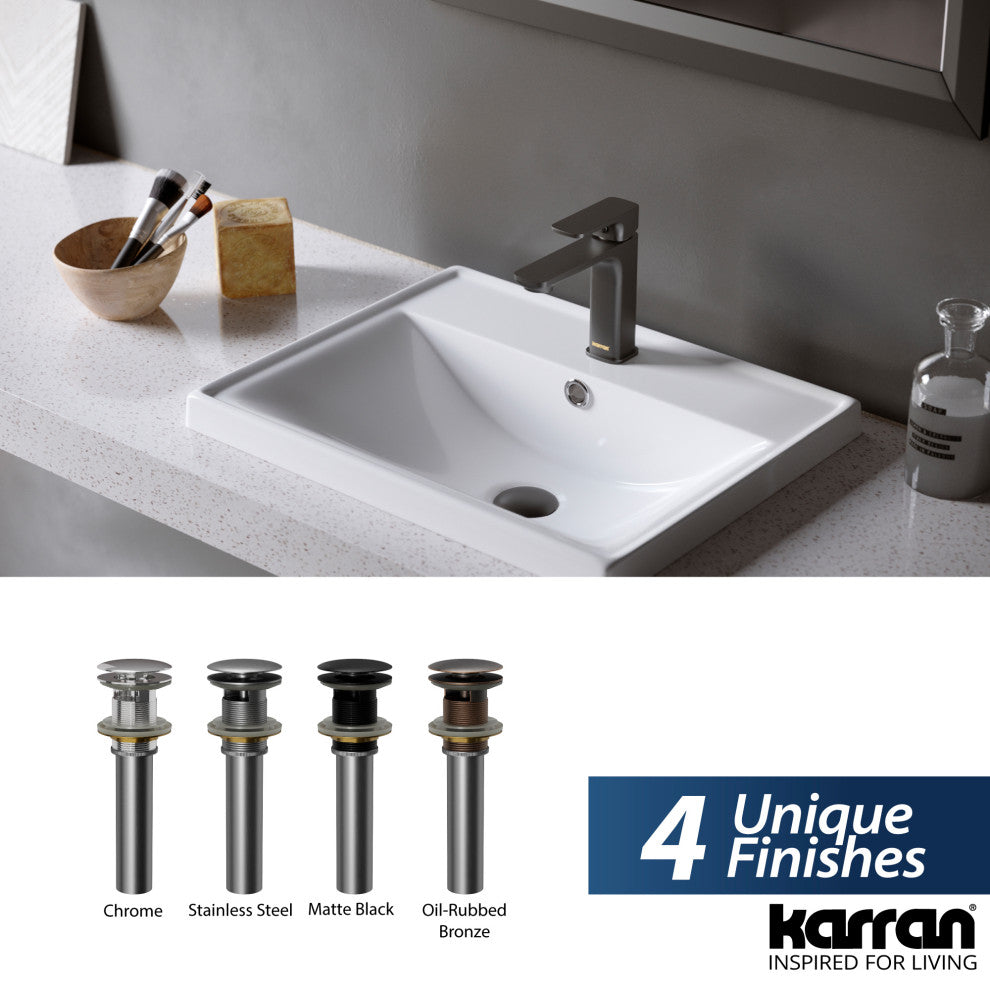 Karran PUOF25 Pop-Up Vanity Bowl Drain With Overflow, Chrome