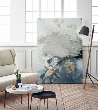 "Ocean Splash I Indigo Version" Fine Art Giant Canvas Print, 48"x72"