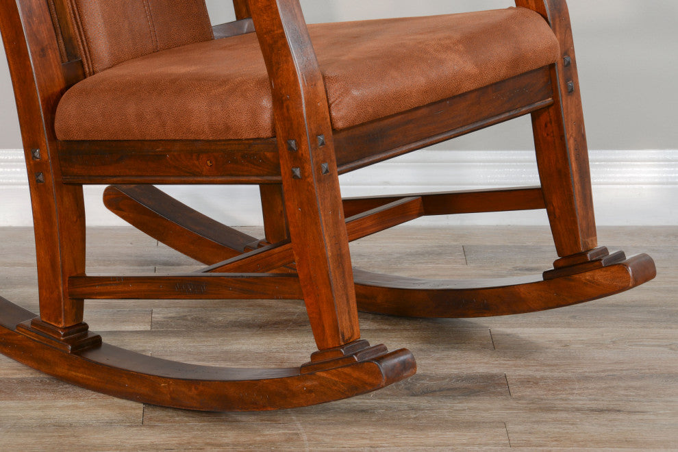 Sunny Designs Santa Fe Farmhouse Mahogany Wood Rocking Chair in Dark Chocolate
