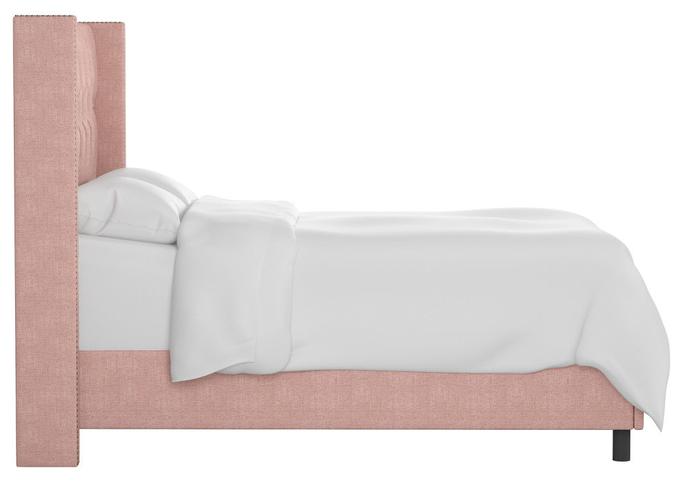 Monarch Full Tufted Wingback Bed, Zuma Rosequartz