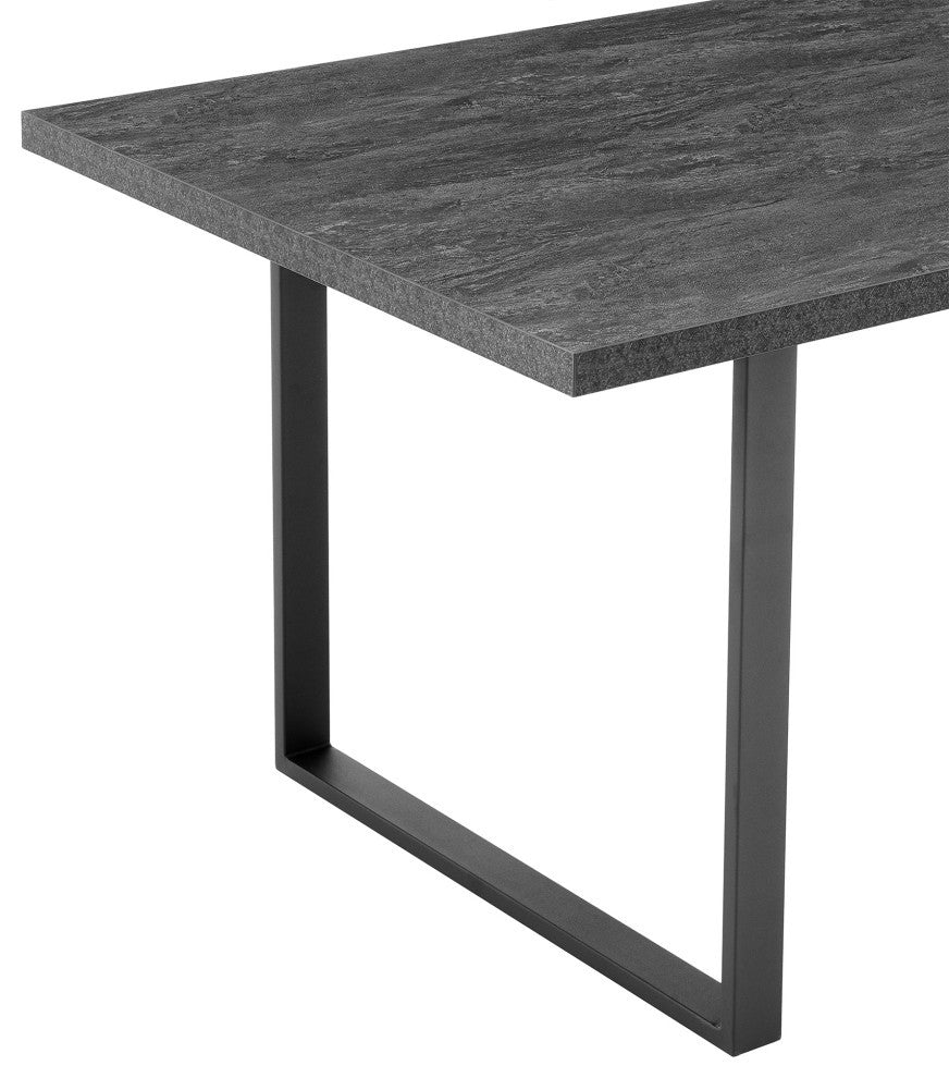 Fenton and Gray Pacific 7-Piece Dining Set, Black Matte Powder Coating, Gray Faux Leather and Black Table