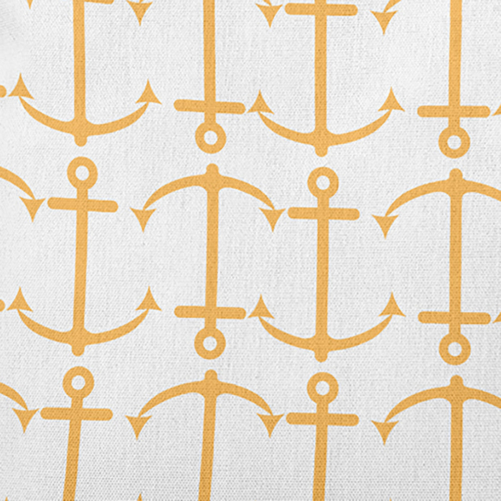 Anchor Pattern Polyester Indoor/Outdoor Pillow, Egg Yolk Yellow, 18"x18"