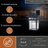 Ridge 1 Light Aluminum Black Motion Sensor Dusk to Dawn Outdoor Wall Lantern