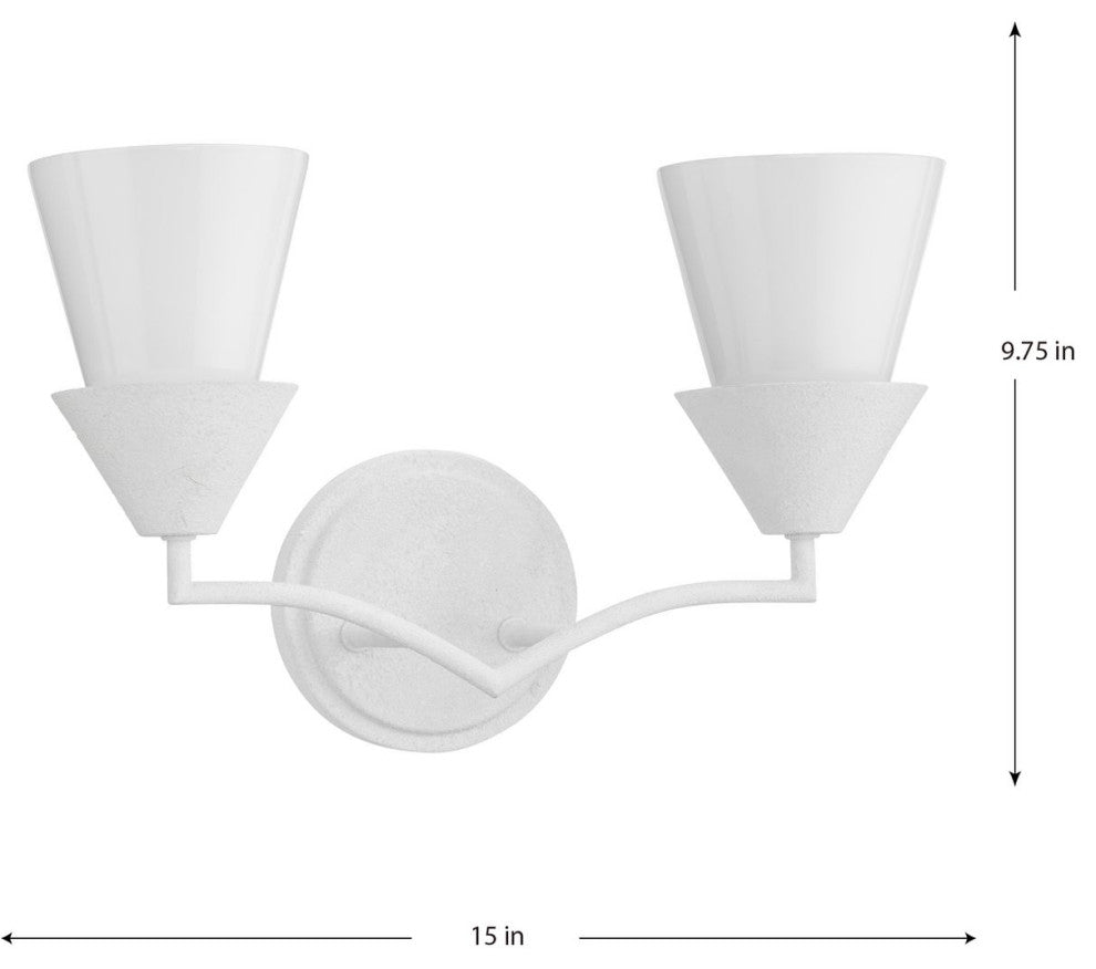 Pinellas Collection Two-Light Contemporary Vanity Light, White Plaster