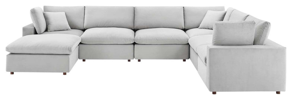Sectional Sofa Set, Velvet, Gray, Modern, Living Lounge Hotel Hospitality