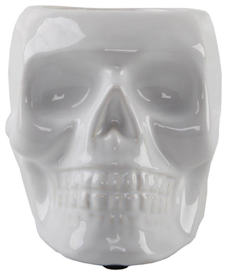 4.5X3.5 Ceramic Sugar Skull Planter, White