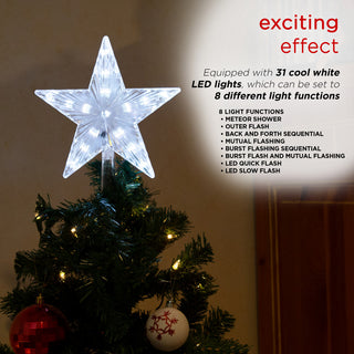 Flashing Star Tree Topper with LED Lights, White
