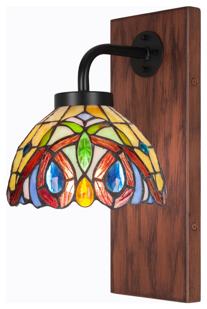 Oxbridge 1-Light Wall Sconce, Matte Black & Painted Wood-look Metal/Lynx Art