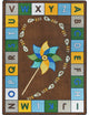 Kid Essentials Rug, Alphabet Pinwheel, Earthtone, 5'4"x7'8"