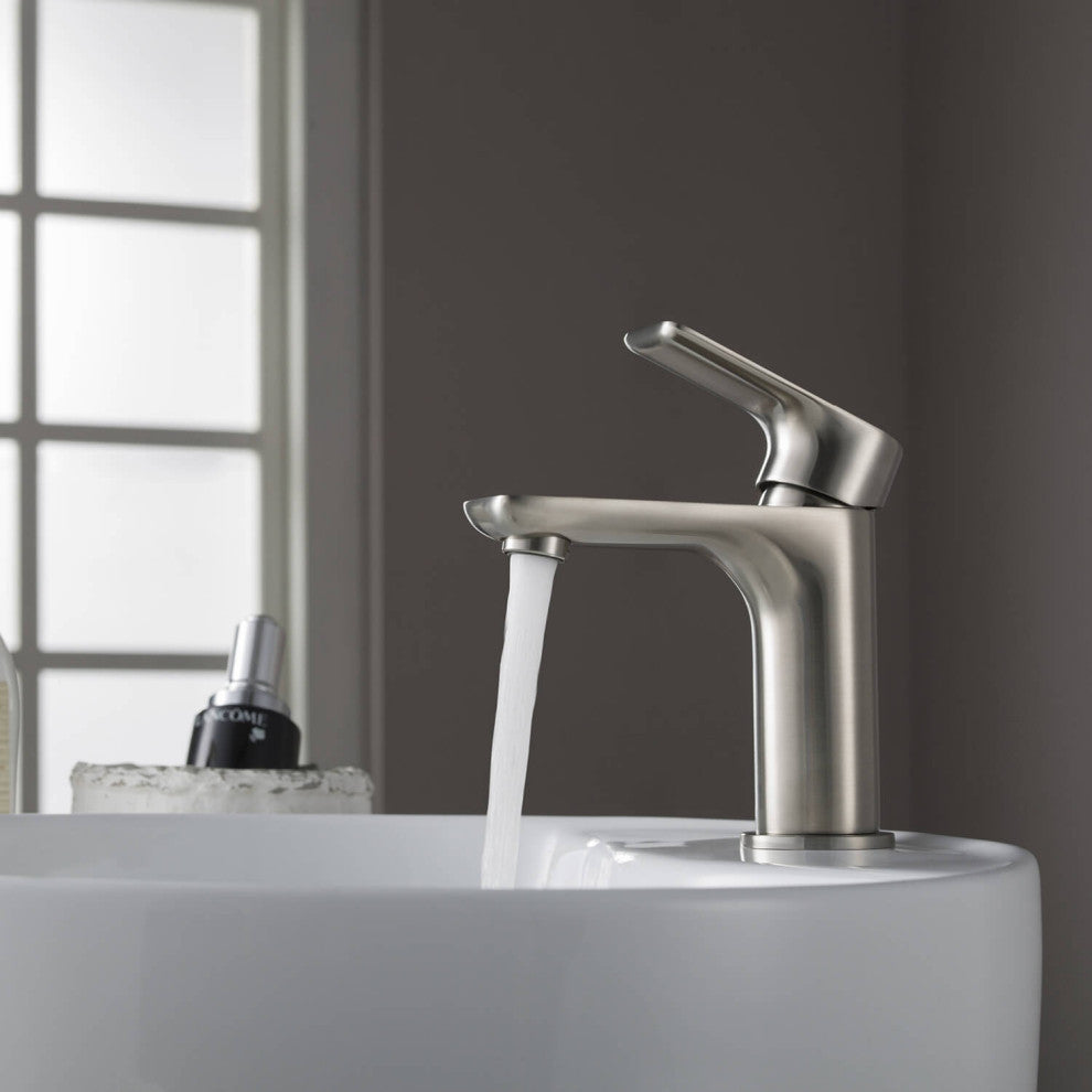Tender Single Handle Bathroom Sink Faucet, Brushed Nickel